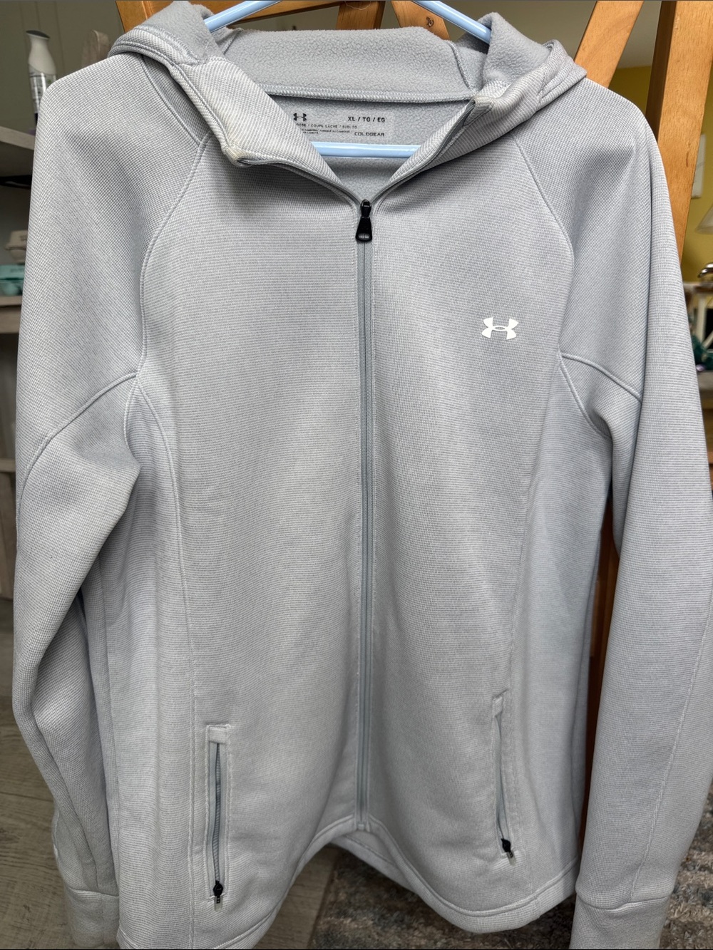 Under Armour Light Gray Full Zip Hooded Shacket Cold Gear